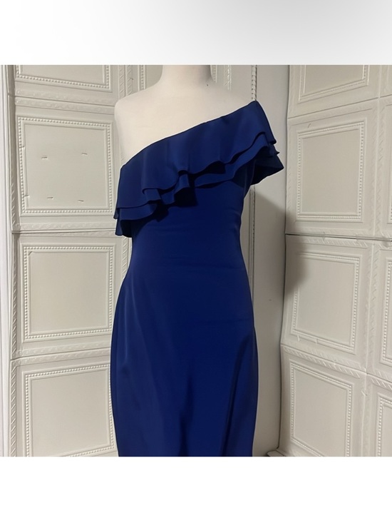Dresses & Skirts - Royal Blue One Shoulder Ruffle Asymmetrical Dress